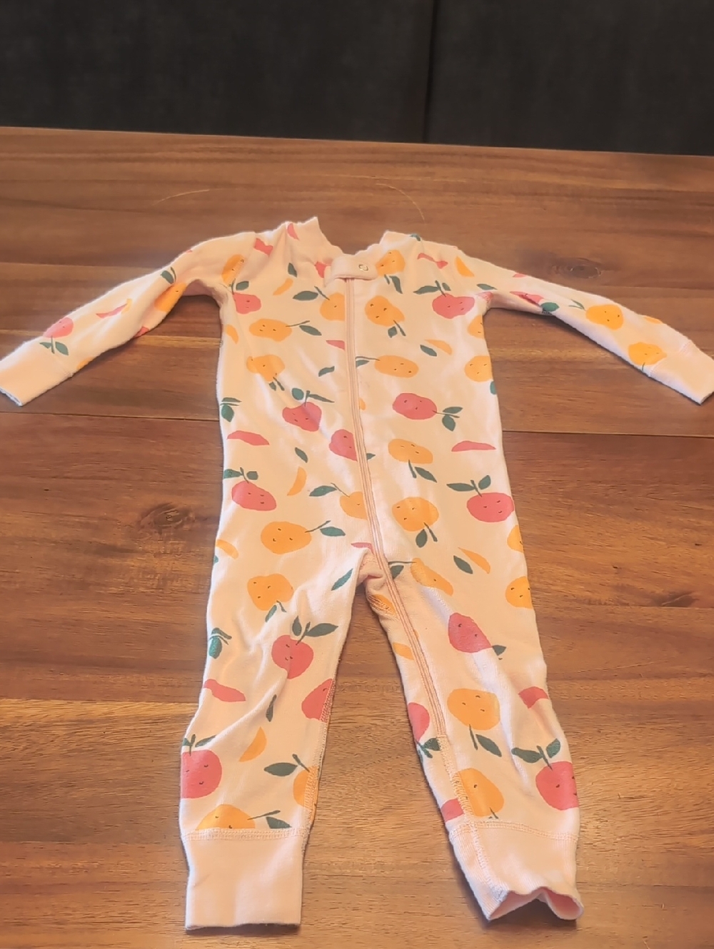 Hanna Andersson Peach & Pink Fruit Print Zipper Footie